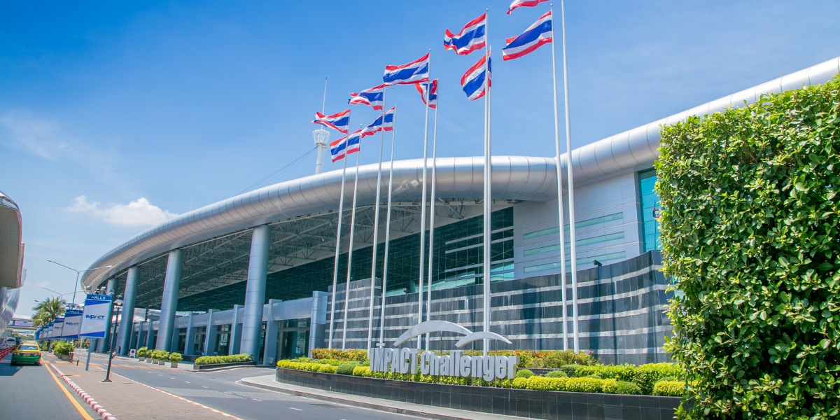 Situated in Ban Mai, Pak Kret District, Nonthaburi 11120, Thailand, the IMPACT Arena, Exhibition and Convention Center (อิมแพ็คเมืองทองธานี) is a massive commercial complex that includes an arena, (2)